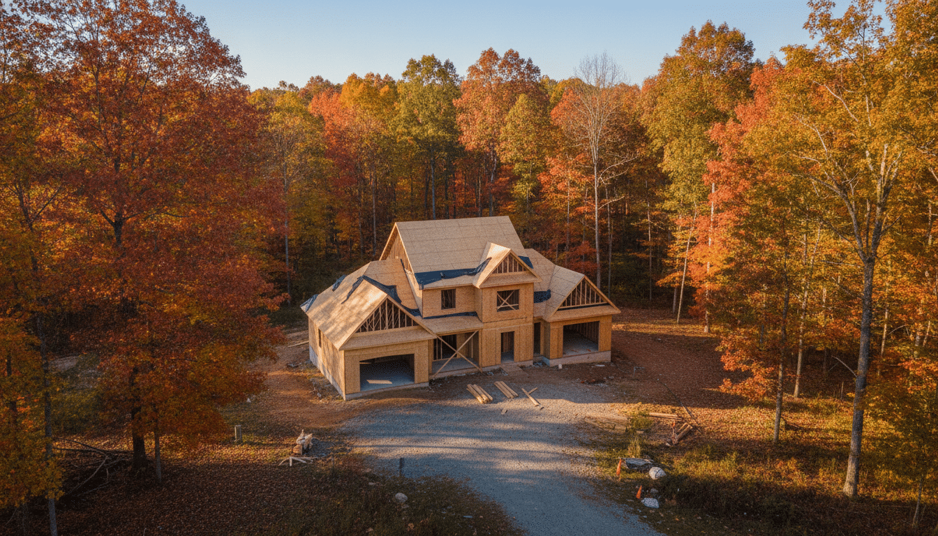 Fall construction showing the best time to build a house in Virginia