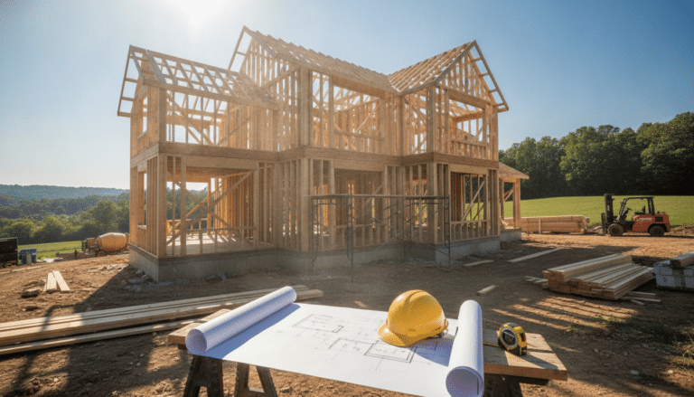Custom home under construction in Virginia