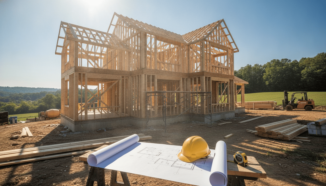 Custom home under construction in Virginia financed with a construction loan